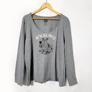 Life Is Good Womens We're All Mutts Smooth Tee Sz 2XL Gray Long Sleeve Dog Print